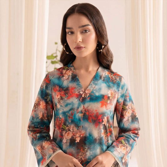 2 pcs Lawn All Over Unstitched Suit LC - 5007 - Ladies Choice