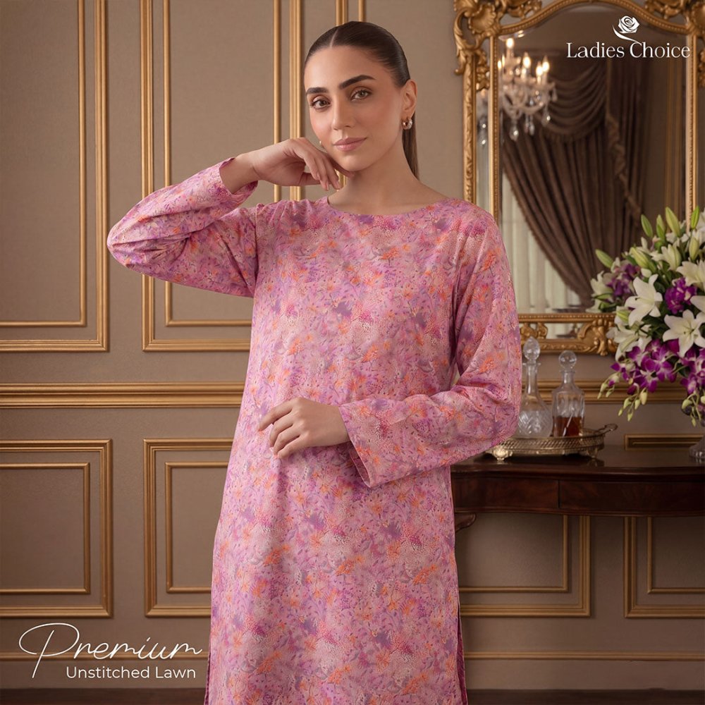 2 pcs Lawn All Over Unstitched Suit LC - 5029 - Ladies Choice