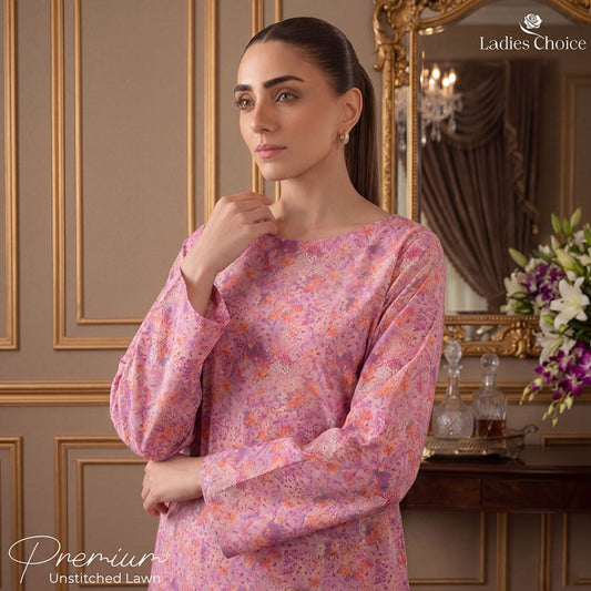 2 pcs Lawn All Over Unstitched Suit LC - 5029 - Ladies Choice