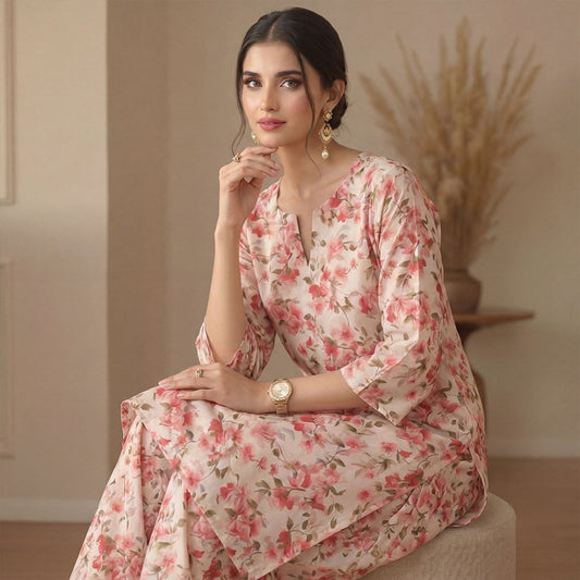 2 pcs Lawn All Over Unstitched Suit LC - 5034 - Ladies Choice