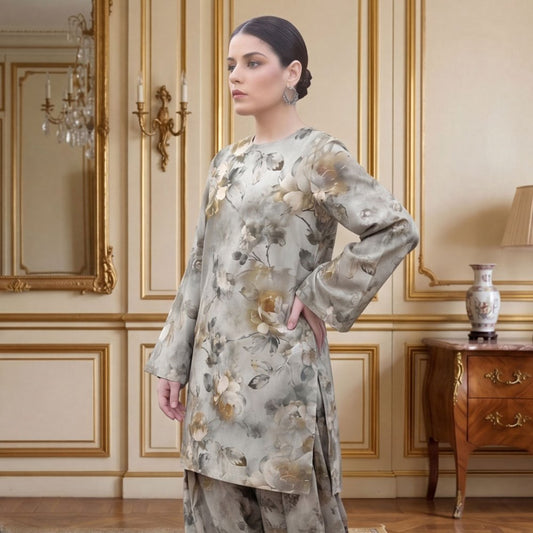 2 pcs Lawn All Over Unstitched Suit LC - 5052 - Ladies Choice
