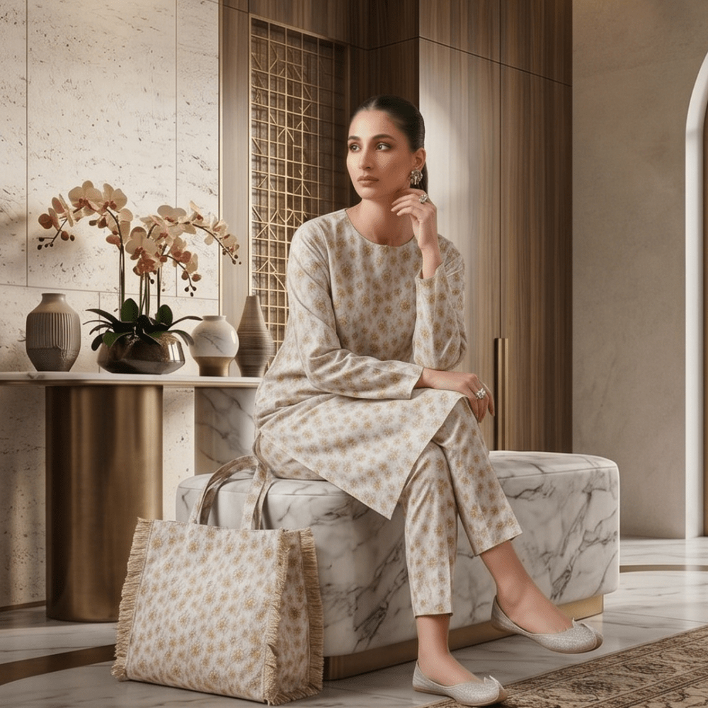 2 Piece Premium Lawn Unstitched Suit (Kurta & Trouser) LC-5094 - Ladies Choice