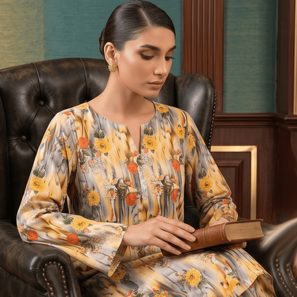 2 Piece Premium Lawn Unstitched Suit (Kurta & Trouser) LC-5125 - Ladies Choice