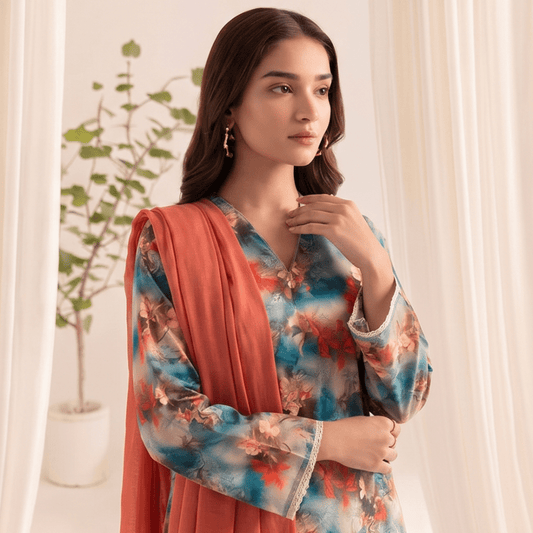 3pcs Premium Lawn Unstitched D-5007 - Ladies Choice
