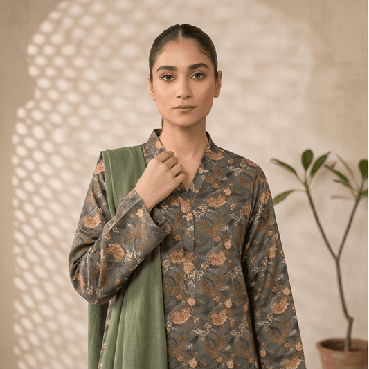3pcs Premium Lawn Unstitched D-5012 - Ladies Choice