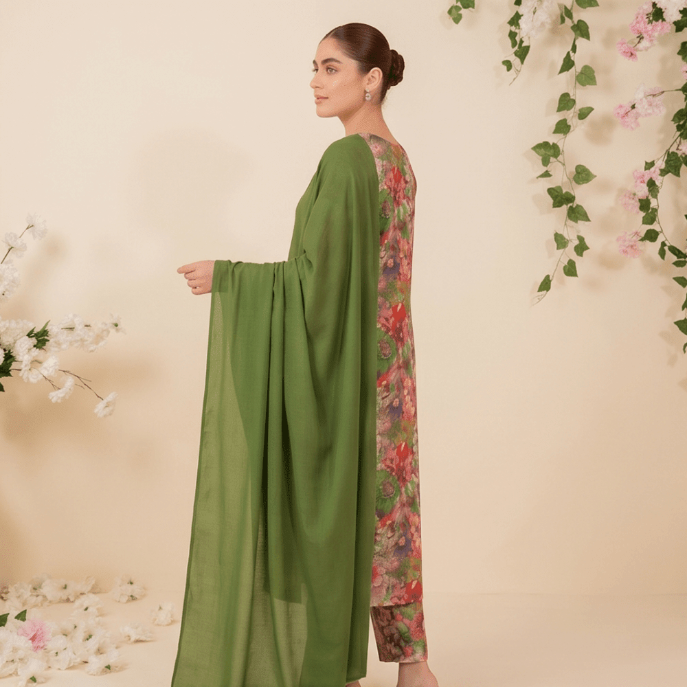 3pcs Premium Lawn Unstitched D-5018 - Ladies Choice