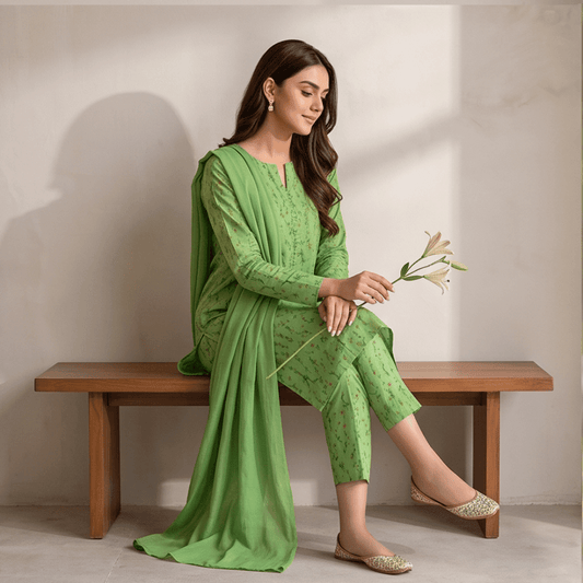 3pcs Premium Lawn Unstitched D-5033 - Ladies Choice