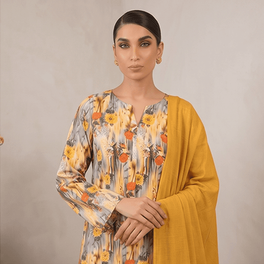 3pcs Premium Lawn Unstitched D-5125 - Ladies Choice