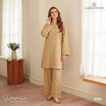 2 pcs Lawn All Over Unstitched Suit LC - 5003 - Ladies Choice