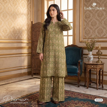 2 pcs Lawn All Over Unstitched Suit LC - 5008 - Ladies Choice