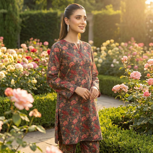 2 pcs Lawn All Over Unstitched Suit LC - 5011 - Ladies Choice