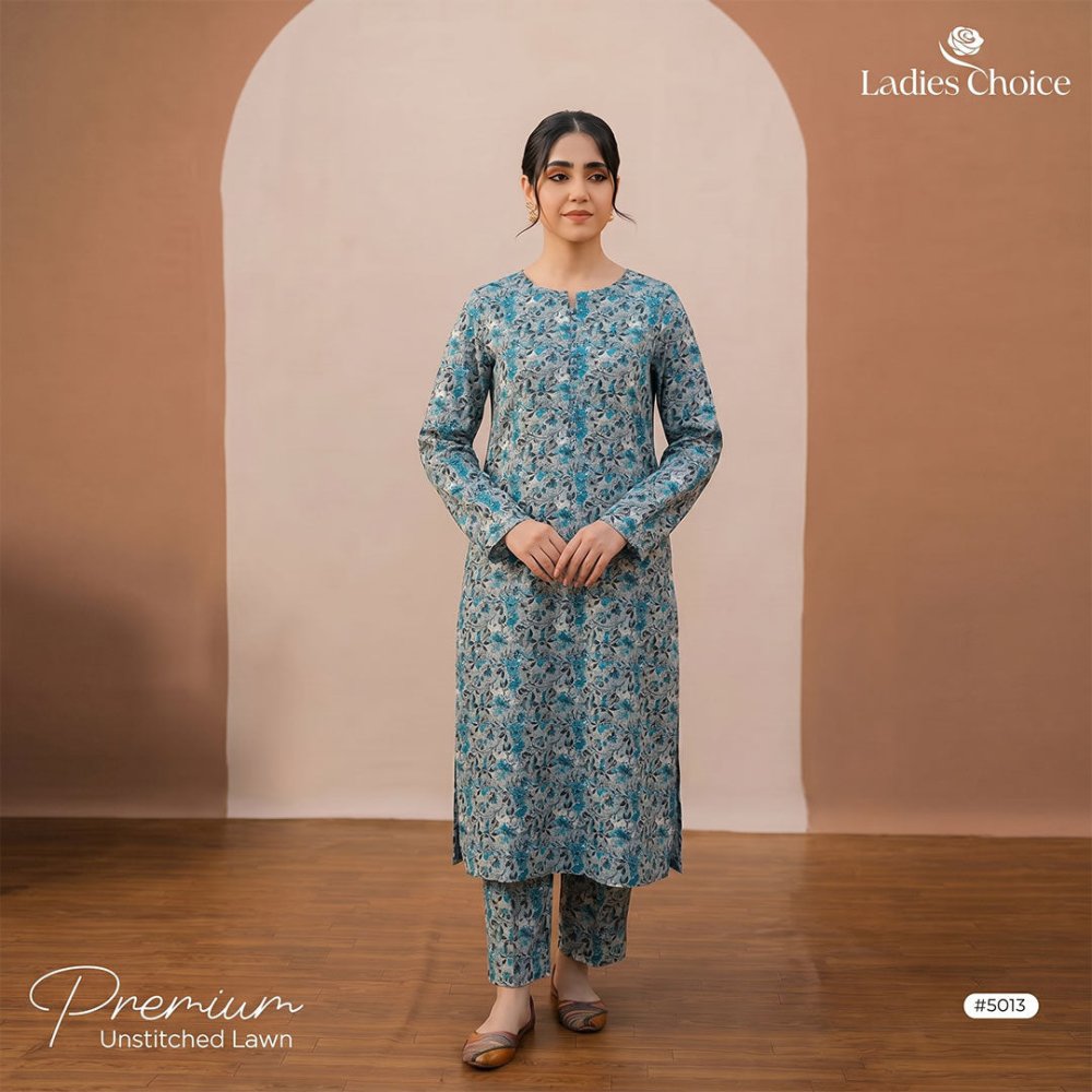 2 pcs Lawn All Over Unstitched Suit LC - 5013 - Ladies Choice
