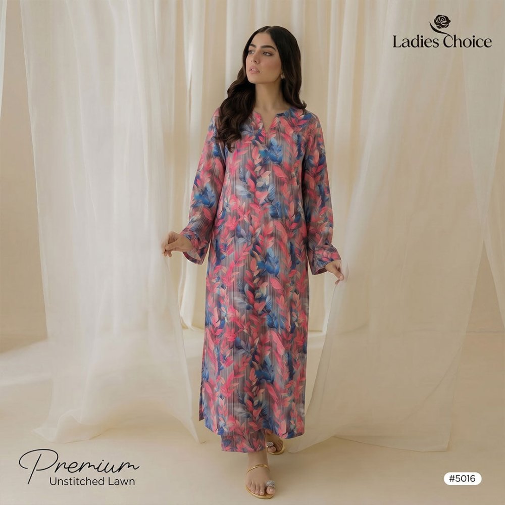 2 pcs Lawn All Over Unstitched Suit LC - 5016 - Ladies Choice