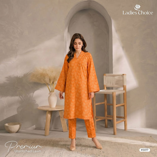 2 pcs Lawn All Over Unstitched Suit LC - 5017 - Ladies Choice