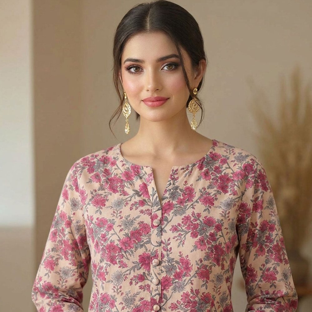 2 pcs Lawn All Over Unstitched Suit LC - 5020 - Ladies Choice