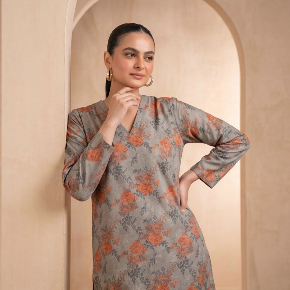 2 pcs Lawn All Over Unstitched Suit LC - 5027 - Ladies Choice