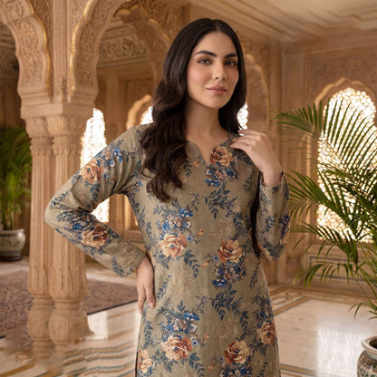 2 pcs Lawn All Over Unstitched Suit LC - 5028 - Ladies Choice