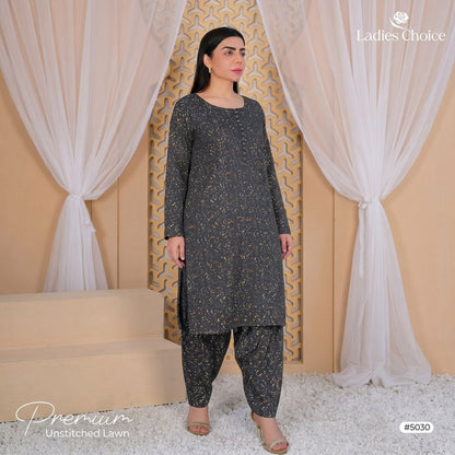2 pcs Lawn All Over Unstitched Suit LC - 5030 - Ladies Choice
