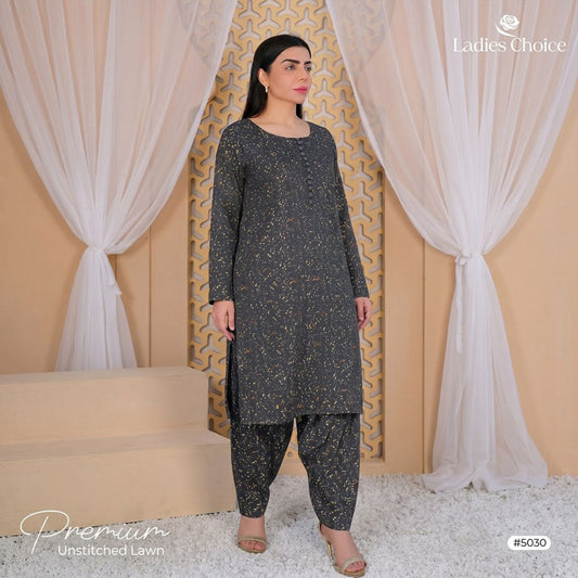 2 pcs Lawn All Over Unstitched Suit LC - 5030 - Ladies Choice