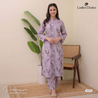 2 pcs Lawn All Over Unstitched Suit LC - 5032 - Ladies Choice