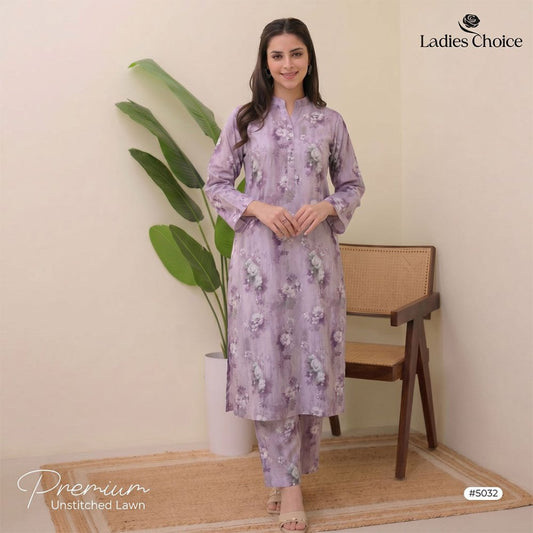 2 pcs Lawn All Over Unstitched Suit LC - 5032 - Ladies Choice