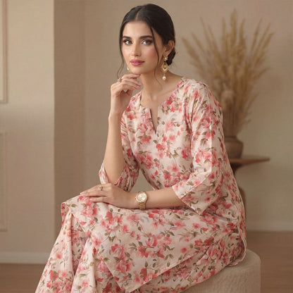 2 pcs Lawn All Over Unstitched Suit LC - 5034 - Ladies Choice