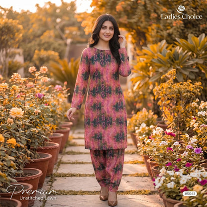 2 pcs Lawn All Over Unstitched Suit LC - 5041 - Ladies Choice