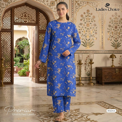 2 pcs Lawn All Over Unstitched Suit LC - 5044 - Ladies Choice