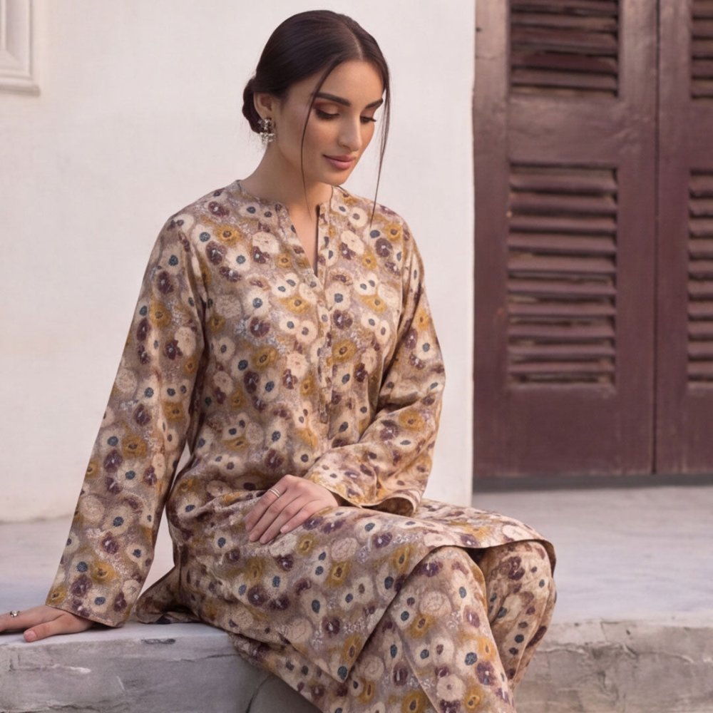 2 pcs Lawn All Over Unstitched Suit LC - 5045 - Ladies Choice