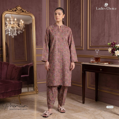 2 pcs Lawn All Over Unstitched Suit LC - 5048 - Ladies Choice