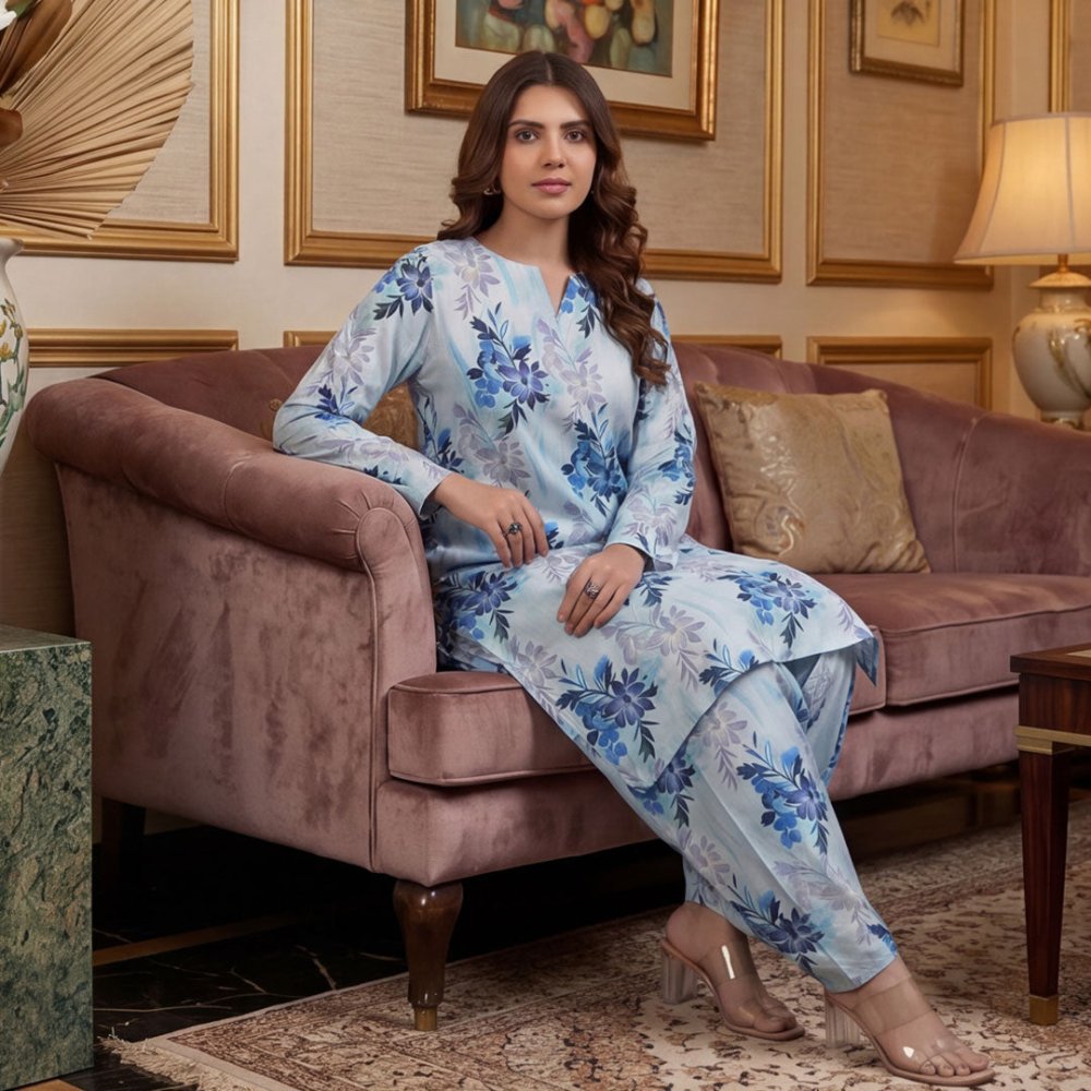 2 pcs Lawn All Over Unstitched Suit LC - 5057 - Ladies Choice