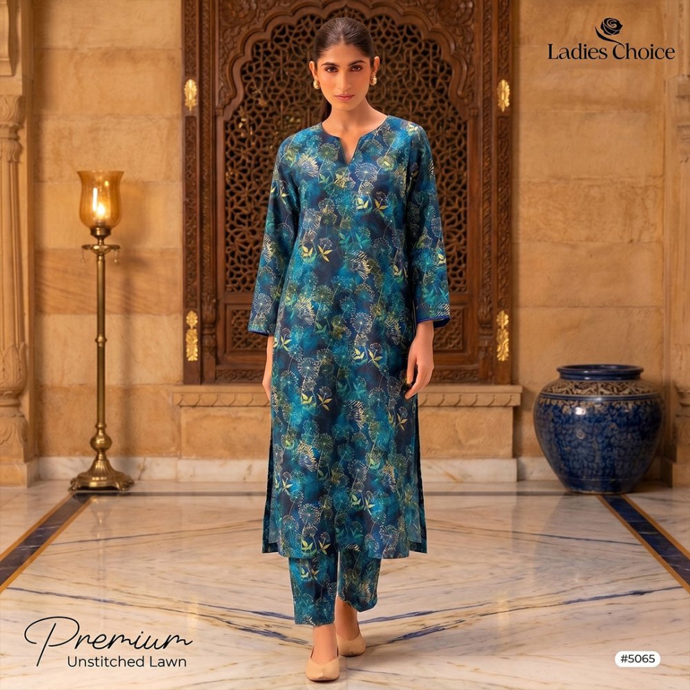 2 pcs Lawn All Over Unstitched Suit LC - 5065 - Ladies Choice