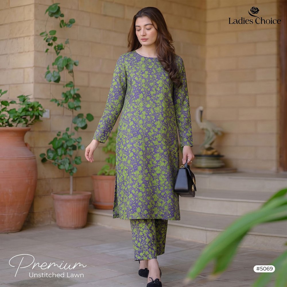 2 pcs Lawn All Over Unstitched Suit LC - 5069 - Ladies Choice