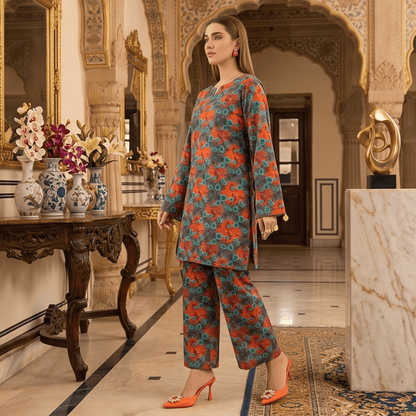 2 Piece Premium Lawn Unstitched Suit (Kurta & Trouser) LC-5074 - Ladies Choice