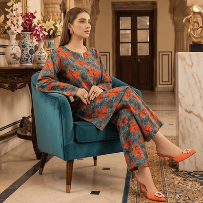 2 Piece Premium Lawn Unstitched Suit (Kurta & Trouser) LC-5074 - Ladies Choice