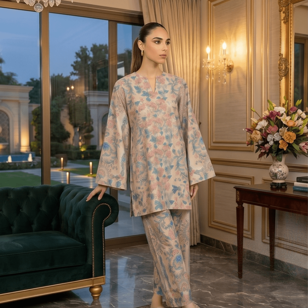 2 Piece Premium Lawn Unstitched Suit (Kurta & Trouser) LC-5077 - Ladies Choice