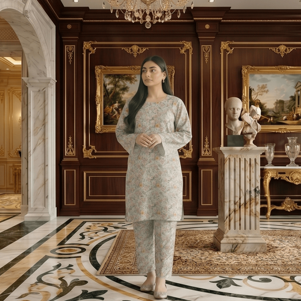2 Piece Premium Lawn Unstitched Suit (Kurta & Trouser) LC-5083 - Ladies Choice