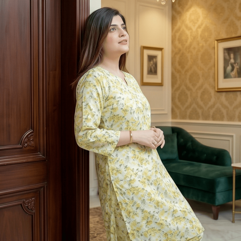 2 Piece Premium Lawn Unstitched Suit (Kurta & Trouser) LC-5084 - Ladies Choice
