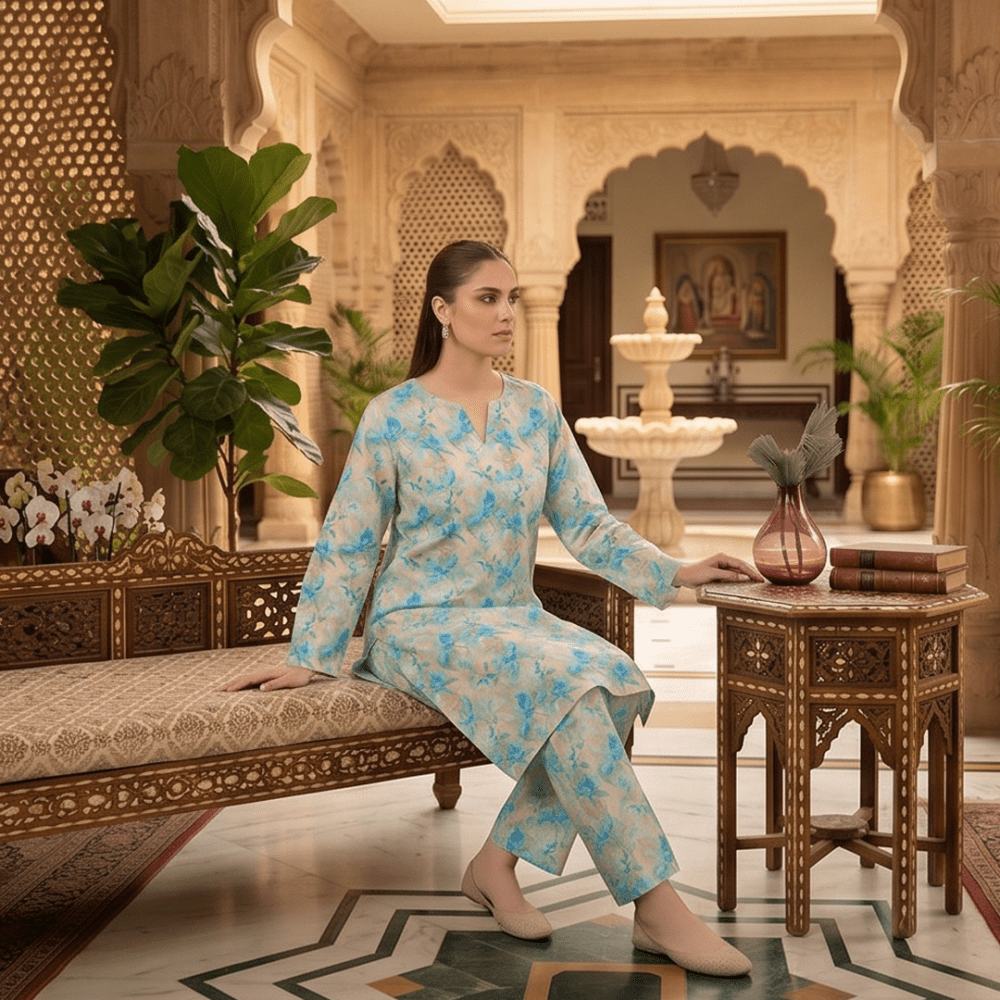 2 Piece Premium Lawn Unstitched Suit (Kurta & Trouser) LC-5099 - Ladies Choice