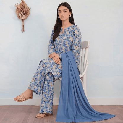 3pcs Premium Lawn Unstitched D-5005 - Ladies Choice