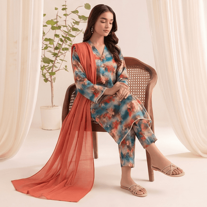 3pcs Premium Lawn Unstitched D-5007 - Ladies Choice