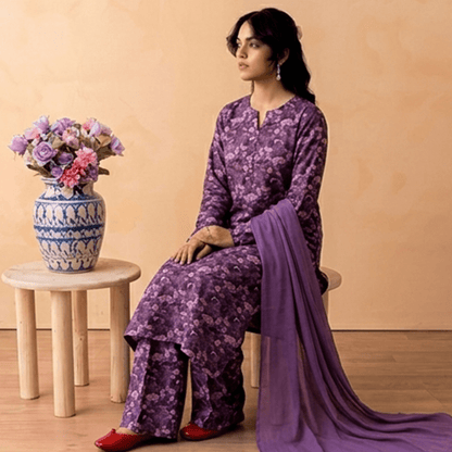3pcs Premium Lawn Unstitched D-5010 - Ladies Choice