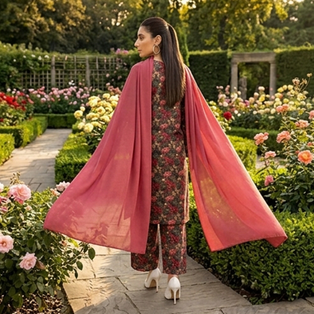 3pcs Premium Lawn Unstitched D-5011 - Ladies Choice