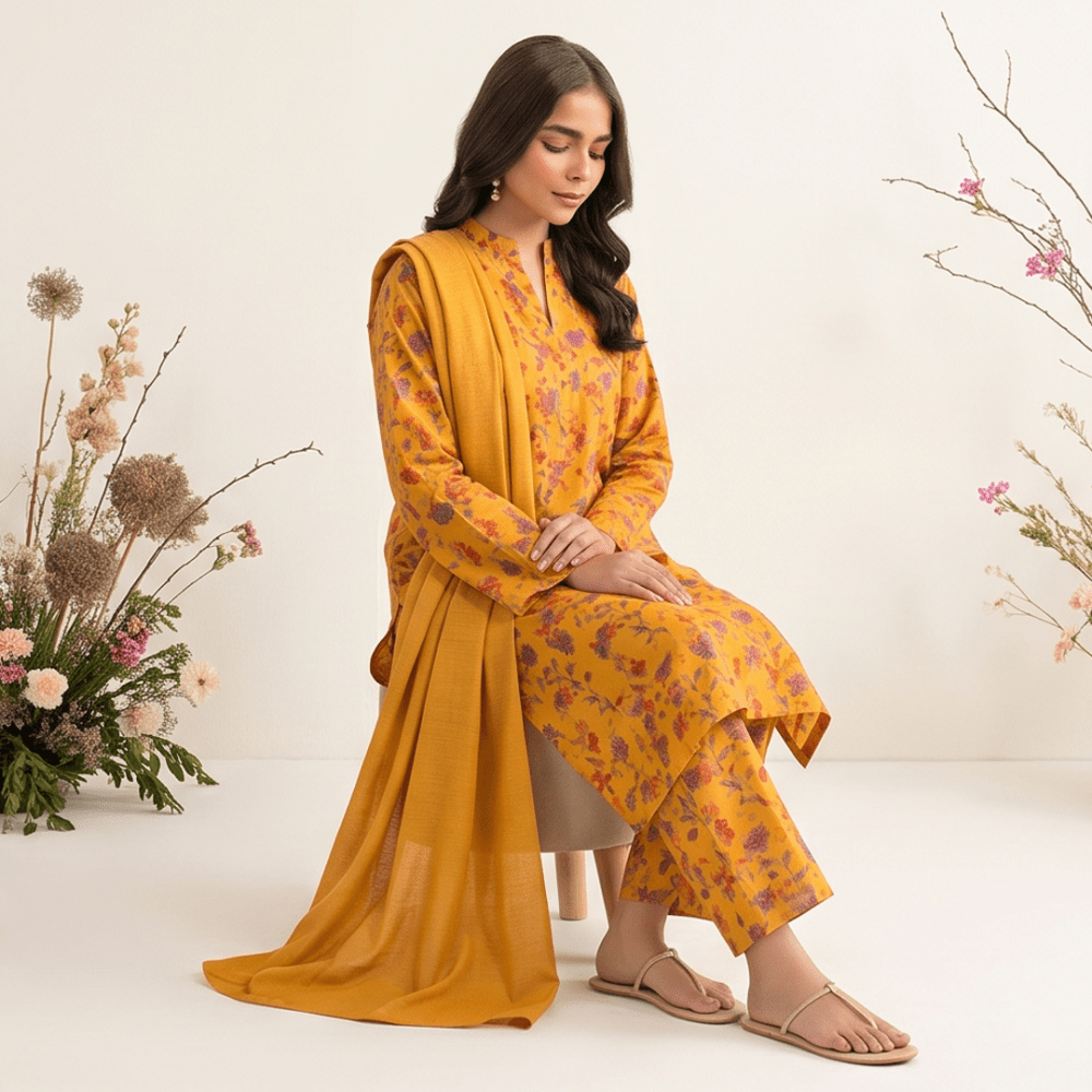 3pcs Premium Lawn Unstitched D-5014 - Ladies Choice