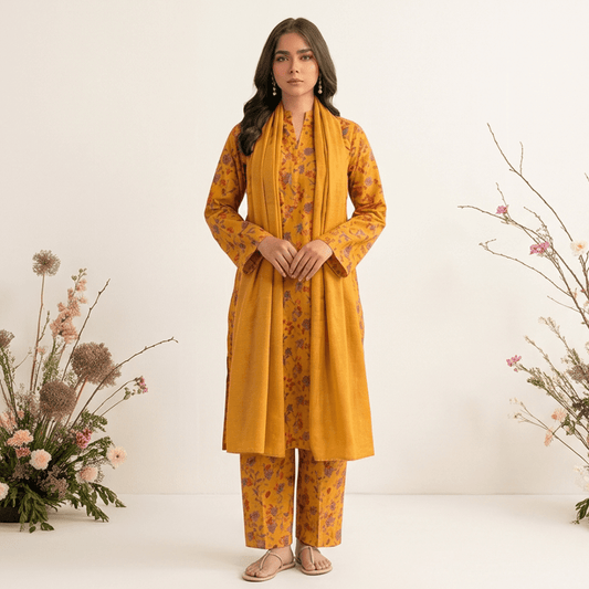 3pcs Premium Lawn Unstitched D-5014 - Ladies Choice