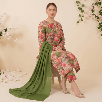 3pcs Premium Lawn Unstitched D-5018 - Ladies Choice