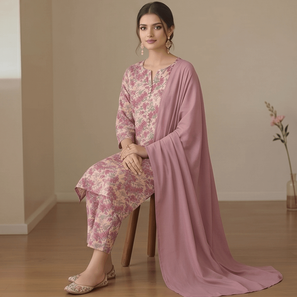 3pcs Premium Lawn Unstitched D-5020 - Ladies Choice