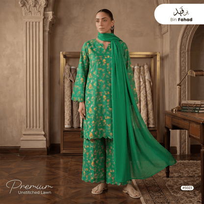 3pcs Premium Lawn Unstitched D-5023 - Ladies Choice
