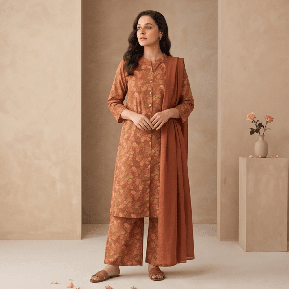 3pcs Premium Lawn Unstitched D-5025 - Ladies Choice