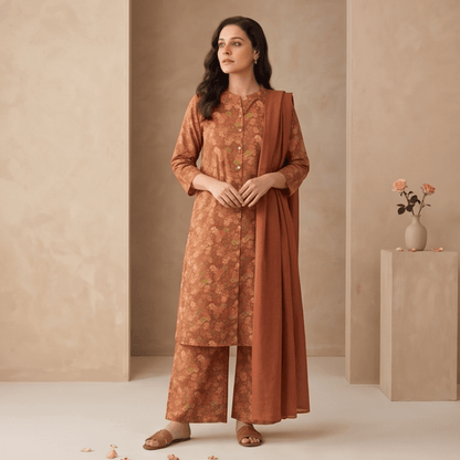 3pcs Premium Lawn Unstitched D-5025 - Ladies Choice